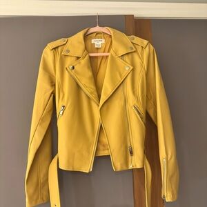 Noize Yellow Women's Moto Jacket, Vegan Leather, Size M